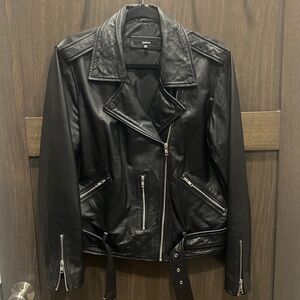 100% leather Black Biker Jacket